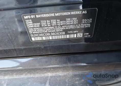 2020 BMW X7 M50I z USA, uszkodzony, nr VIN 5UXCX6C08L9B26308